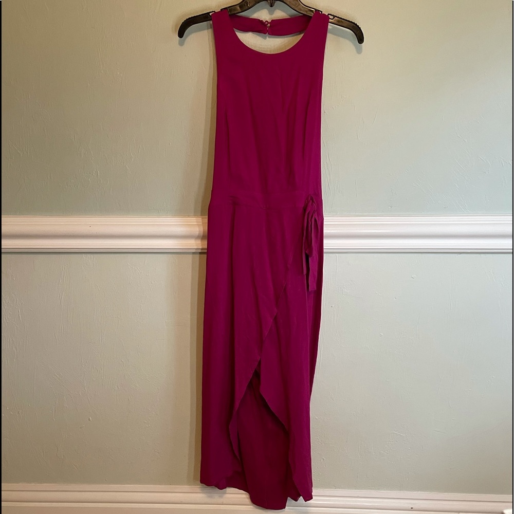 High-low Tobi midi wrap dress in plum